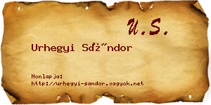 Urhegyi Sándor névjegykártya
